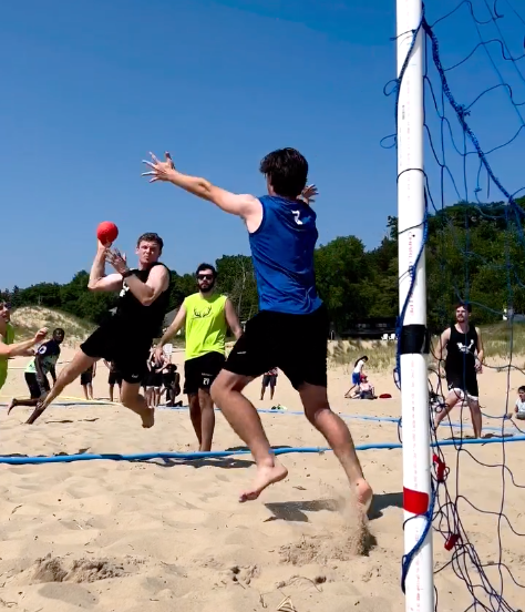 Detroit Handball Club scoring a goal on the beach